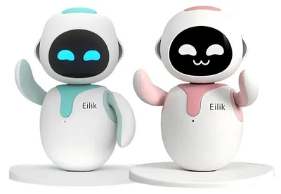 Image de ZELURXX : Lot de 2 robots-animaux interactifs, rose et bleu, compagnons de bureau, avec capteur tactile, jeux intégrés, et possibilité de connexion avec d'autres robots
