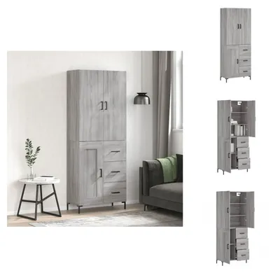 Immagine prodotto di vidaXL Credenza Grigio Sonoma 69,5x34x180 cm Materiale a base di legno - Credenze