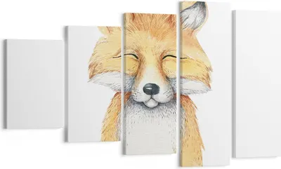 Produktbild von Bild auf Leinwand - Leinwandbild - 5 Teile - Cartoon Fuchs Kind - 100x60cm - Wand Bild - Wanddeko - Wandbilder - Leinwanddruck - Bilder - Wanddekoration - Leinwand bilder - Wandbild - EG100x60-4878