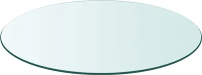 A close-up view of a clear, round glass tabletop.