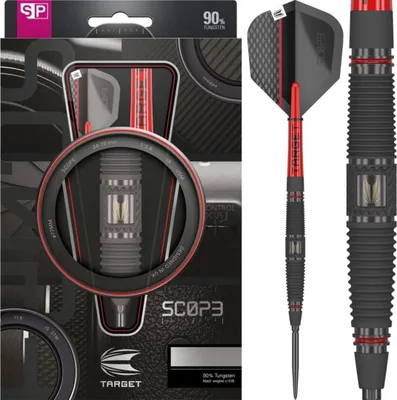 Produktbild von Target Darts Scope Steel Dartpfeile 22G Barrel 04 - 90% Wolfram, Swiss Point Spitzen, Schwarz-Rot