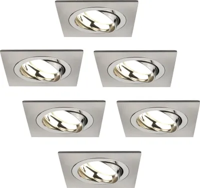 Produktbild von Ledvion 6er Set LED Einbaustrahler Edelstahl 3W dimmbar Warmweiss