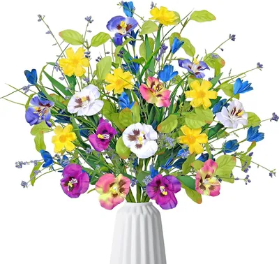 Image de 3 bouquets de fleurs artificielles, en soie réaliste, résistantes aux intempéries et aux UV, pour jardin