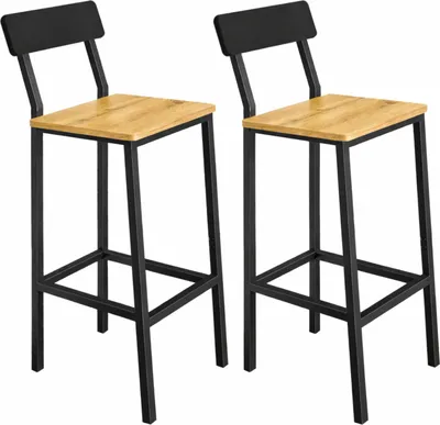Zdjęcie produktu dla Hokery barowe 2 szt z oparciem taboret zestaw loft dąb 30x40x90 | Begryf