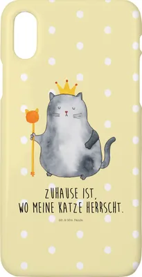 Produktbild von Mr. & Mrs. Panda Iphone 10 Handyhülle Katze König - Gelb Pastell - Geschenk, Wohnung, Hülle, Haha, Familie, X, Katzen, Umzug, Cover, Cat, Handy