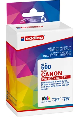 Produktbild von edding Tintenpatrone 18-500-01 wie Canon PGI-520/CLI-521 sw/c/m/y 5St