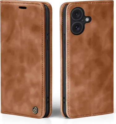 Produktbild von Handy Hülle für Apple iPhone 17 Klapphülle Bookcase Flip Cover Handy Tasche Etui Farbe: Hellbraun