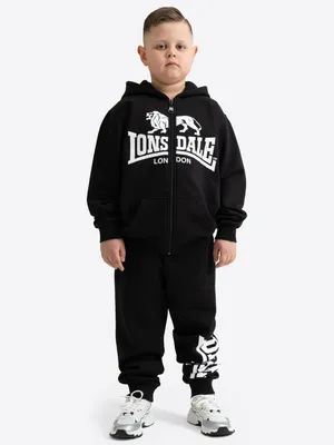 Produktbild von Kinder Trainingsanzug mit Kapuze normale Passform GLENCOE JUNIOR Black/White 122/128 Lonsdale