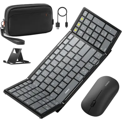 Produktbild von Inateck tragbare Bluetooth-Falttastatur, Tastatur Maus Set