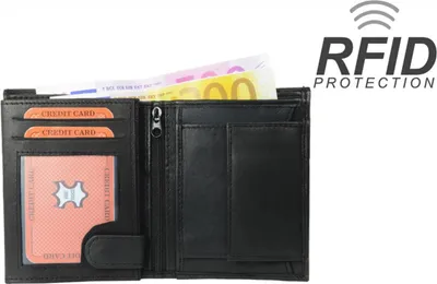 Image de RFID Protect - Porte-monnaie combiné en cuir nappa noir