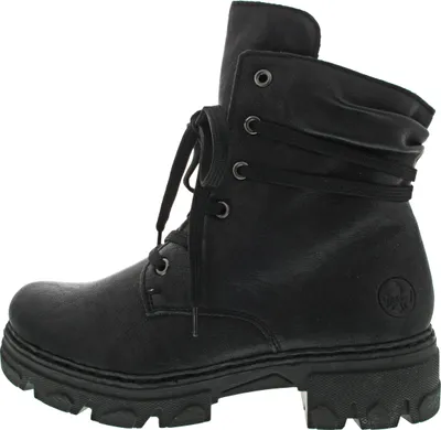 Produktbild von Rieker Damen Stiefelette Combat Boot geraffter Schaft Plateausohle 74624, Größe:40 EU, Farbe:Schwarz