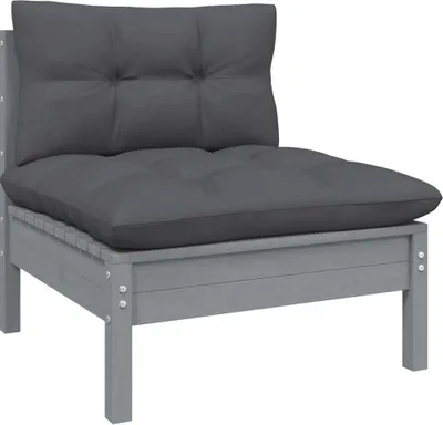 Produktbild von Garten-Mittelsofa mit Anthrazit Kissen Grau Massivholz Kiefer