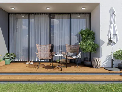 Produktbild von WOODTEX | 4 m | Braun 140x24 mm Terrassendiele Kiefer, Kesseldruckimprägniert KDI Holz, Feingeriffelt, Wendediele, Für Unterkonstruktion Und Terrassenbau