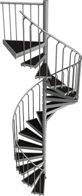 Produktbild von Spindeltreppe Ø 160 cm | Höhen: 324-341 cm | 17 Stufen, ein Podest | WPC-Stufenbelag, Feuerverzinkt