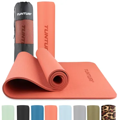 Produktbild von Tunturi Dicke Yogamatte 8mm - Rutschfest Gymnastikmatte  - Mit Tragegurt - Für Yoga und Pilates -  Sportmatte 183x61x0,8cm -Schadstofffrij - Besonders komfortabel - Roségold