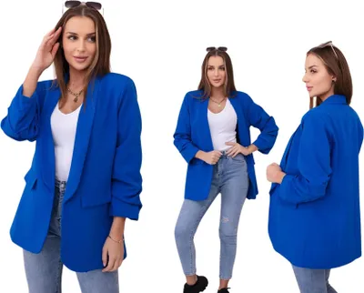 Obrázek produktu pro Elegantní oversize dámská bunda v barvě chrpy – klasický styl