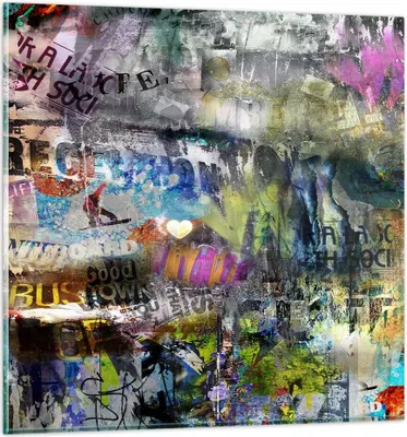 Produktbild von Bilder auf glas - Graffiti modern - 60x60cm - Glasbilder - Wandbilder - Kunstdruck - zum Aufhängen bereit - Wanddekoration aus Glas - Glas Bilder - Wandbild auf Glas - Einteilig - GAC60x60-3564