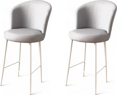 Productafbeelding van Skye Decor, Uras - Grijs, Wit, Set van 2 barkrukken, 100% metaal, grijs, 46 x 40 x 107 cm