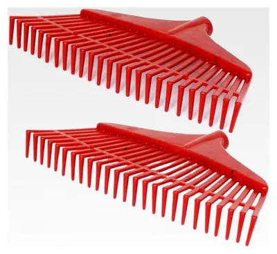 Produktbild von 2 Stück Rechen 42 cm – Kunststoff-Laubrechen mit 29 Zinken für Stiel Ø 27 mm, Gartenrechen Set ohne Stiel