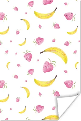 Produktbild von MuchoWow® Poster Banane - Erdbeere - Aquarell 80x120 cm - Papierdruck
