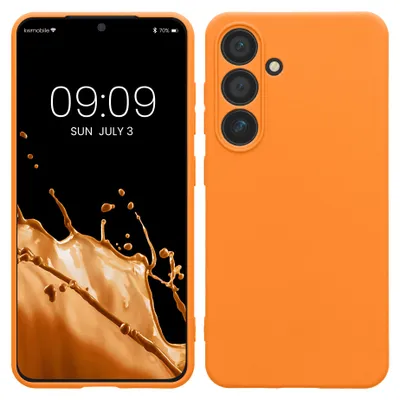 Zdjęcie produktu dla Etui kwmobile do telefonu Samsung Galaxy S24 – miękkie silikonowe etui – etui ochronne – kolor Fruity Orange