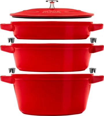 Immagine prodotto di Set di pentole Staub, 3 pezzi | rotonde | in ghisa | rosso ciliegia