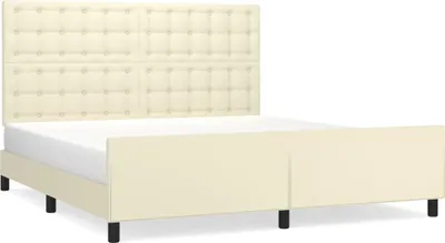 Produktbild von Bettgestell mit Kopfteil Creme 160x200 cm Kunstleder
