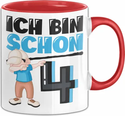 Produktbild von 4. Geburtstag Geschenk Tasse Becher Jungs Dab Geburtstagsgeschenk Ich Bin Schon 4 (Rot)