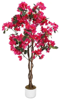Zdjęcie produktu dla GarveeHome Sztuczna roślina Bougainvillea, wysokość 120 cm / 150 cm, z naturalnym pniem – kolor różowy