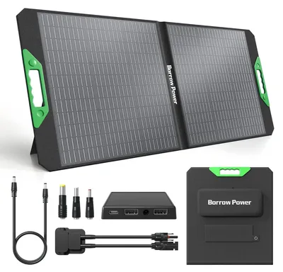 Produktbild von Tragbares, faltbares Solarpanel – 100 W Leistung – 18 V Spannung – Schwarz – Für Camping und Wohnmobile
