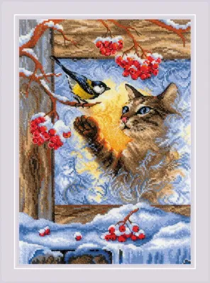 Produktbild von Riolis Kreuzstich Kit "Rendezvous am Fenster", gezählt, DIY, 21x30cm