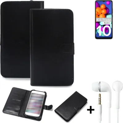 Produktbild von K-S-Trade Wallet Case Handyhülle kompatibel mit Xiaomi Redmi 10 India Schutzhülle Flip cover Flipstyle Tasche Hülle Flipcover Slim Bumper schwarz +