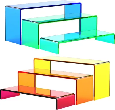 6er Set 3-stufige Acryl-Display-Ständer, rechteckig, mehrfarbig