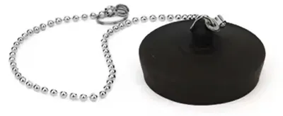 Produktbild von Spülbeckenstopfen – Spülbeckenstopfen – 38 mm – mit Kette – Spülbeckenstopfen – Gummi – Schwarz – CHPN
