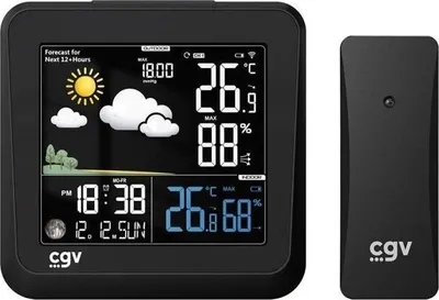 Image de Station Météo Sans Fil CGV MY METEO-1NC, Écran Couleur, Contrôle Tactile, Horloge et Calendrier, Multifonction