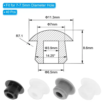 Produktbild von 40 Stš¹ck 7mm Durchmesser Silikon Abdeckkappen fš¹r Bohrl?cher, in Typ-Verriegelung M?bel-Lochverschlussknopf Rundbogen-Schutzabdeckung Passend fš¹r 7-7,5mm Loch, Wei?.