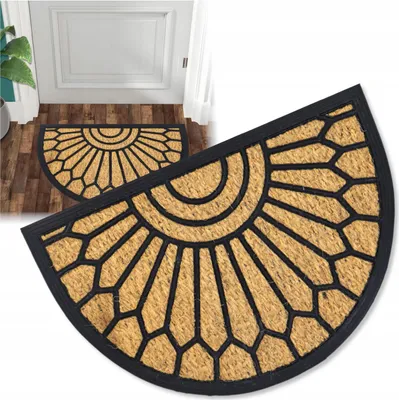 Produktbild von Fußmatte Halbrund 40x60 cm – Kokosmatte Fußmatte - Schmutzfangmatte - Fußmatte Kokos - Türmatte - Fußabtreter Kokos und Gummi - Rutschfeste