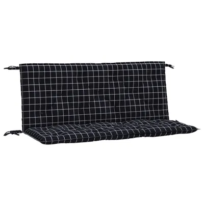 Zdjęcie produktu dla vidaXL Poduszki na ławkę ogrodową 2 szt. czarny wzór w szachownicę 120x50x7 cm tkanina