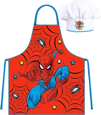 Produktbild von Spider-Man Kinder Kochschürze + Kochmütze - Marvel Backschürze