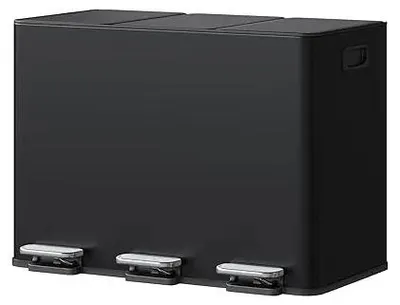 Image de Poubelle, en acier inoxydable, design à 3 compartiments, noire
