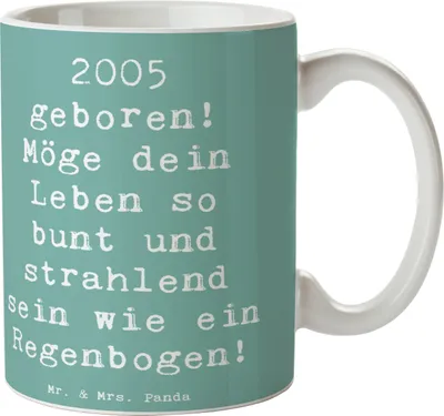 Produktbild von Mr. & Mrs. Panda Kaffeebecher Spruch 2005 Geburtstag Regenbogen - Meeresbrise - Geschenk, Tasse, Happy Birthday, Erinnerungen, Leben farbenfroh, Becher, Glückwunsch, Pott