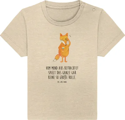 Produktbild von Mr. & Mrs. Panda Babyshirt Fuchs Lord 0. - 6. Monat - Natural Raw - Geschenk, Neugierig, Kinder Top,  T-Shirt, Öko Baby, Organic Shirt, Schick, Weise, Tröstende Worte