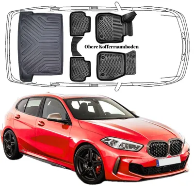 Produktbild von 3D Auto Fußmatten & Obere Kofferraumwanne Set Kompatibel mit BMW 1'er F40 2019-2024