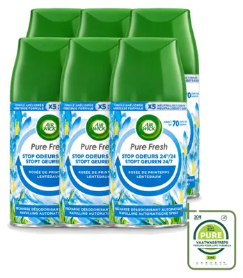 Obrázok produktu pre 6 kusov náplní do automatického osviežovača vzduchu Air Wick Freshmatic, vôňa "Čerstvá jar", objem 250 ml - veľké balenie