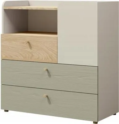 Produktbild von Tkmoebel Kommode 10 YUKI 90x40x94cm Eiche geölt,Eukalyptus,grau beige