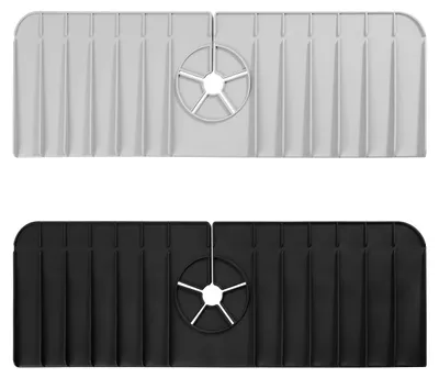 Silikon-Abtropfmatte 2er-Set Spritzschutz Spüle Schwarz/Grau