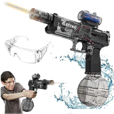 Produktbild von Elektrische Wasserpistole, Große Kapazität Wasserpistole mit Sound- und Lichteffekten,für Erwachsene und Kinder, Sommer Wasserspielzeug,Schwarz