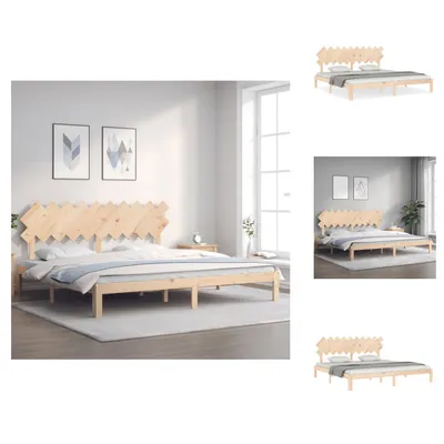 Produktbild von vidaXL Massivholzbett mit Kopfteil 200x200 cm -  Betten & Bettgestelle