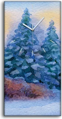 Produktbild von Wandbild Leinwand Bilder Wanduhr Geräuschlos 30x60 Aquarell Schnee Baum Wald - weiße Hände