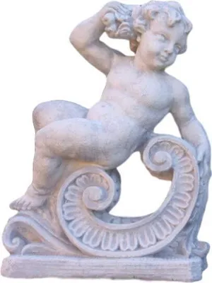 Produktbild von Steinfiguren Horn Figur der Jahreszeit Frühling aus Steinguss für den Garten, Frostfest Witterungsbeständig und Neu, 76cm Höhe, PO-1145
